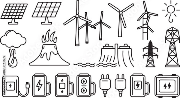 Obraz Sustainable Energy Vector Set - Clean Power Graphics