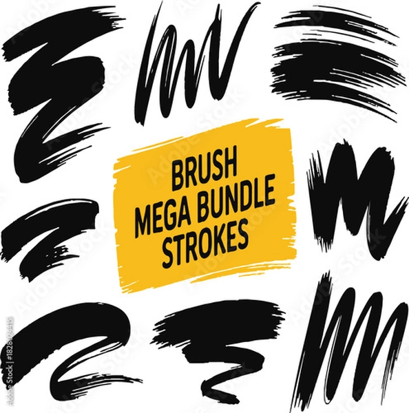 Obraz Mega Brush Strokes Vector Collection - Hand Drawn Paint Marks