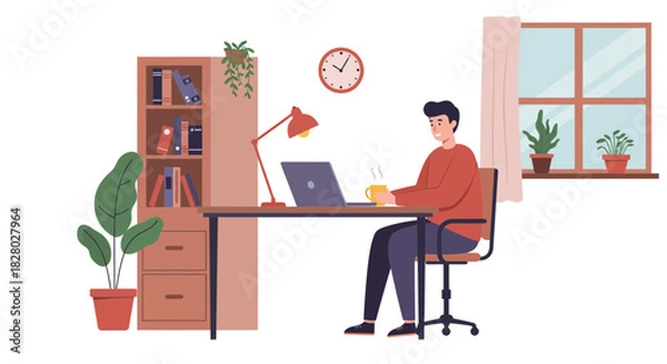 Obraz Man working on laptop at desk