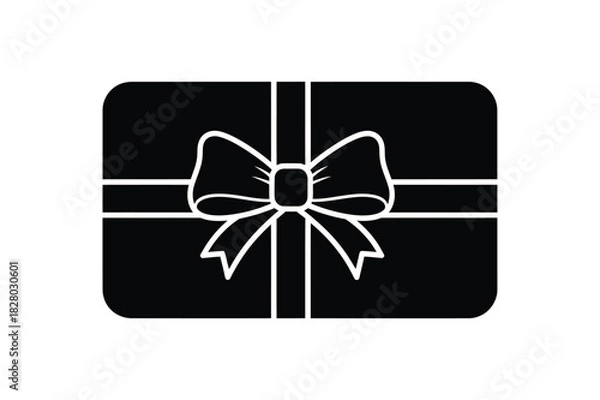 Obraz A gift card with ribbon silhouette vector art illustration