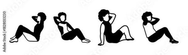 Obraz People doing core exercises, abdominal workout, fitness training, active lifestyle.