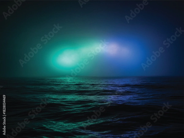 Fototapeta Teal and dark ocean vector graphic with gradient lighting effects for creative design