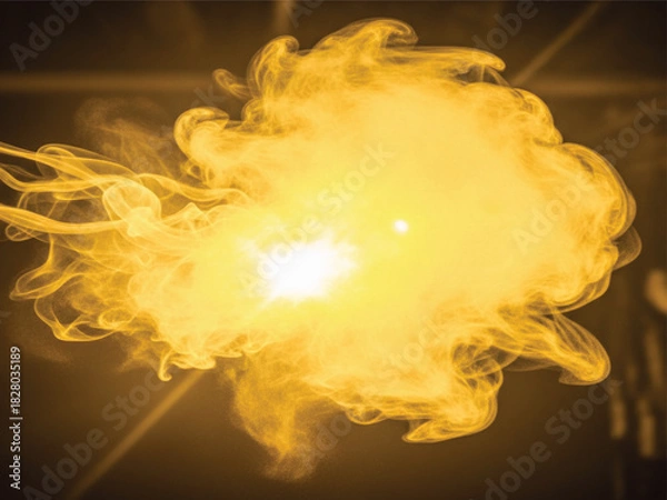 Fototapeta Radiant solar yellow banner design with geometric shapes and modern typography for advertising