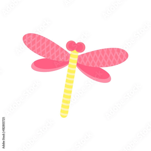Obraz Pink dragonfly cartoon vector Illustration