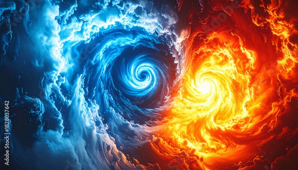 Fototapeta A storm of fire and water