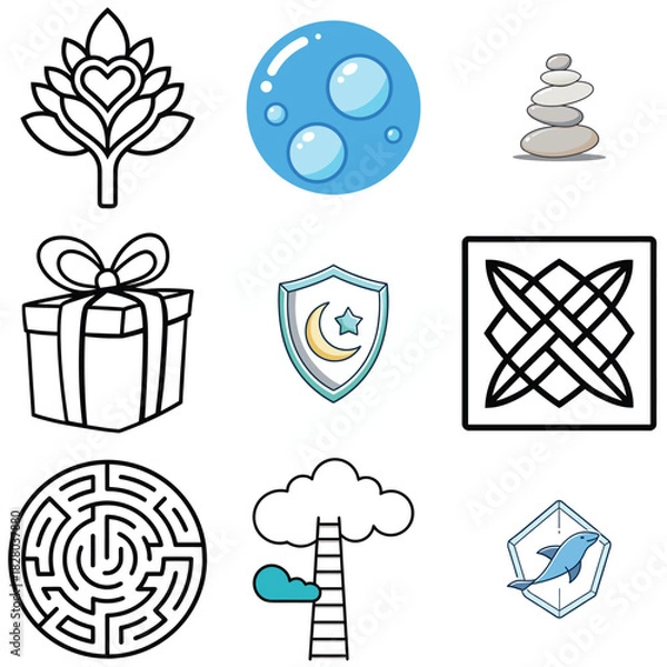 Fototapeta Stylized tree logo design with vibrant color options