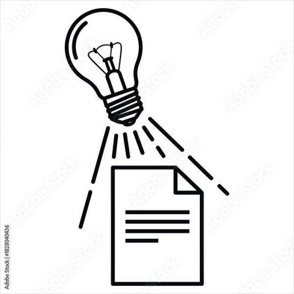 Fototapeta Idea light illuminating a document, representing insight and creativity isolated on white background, Vector