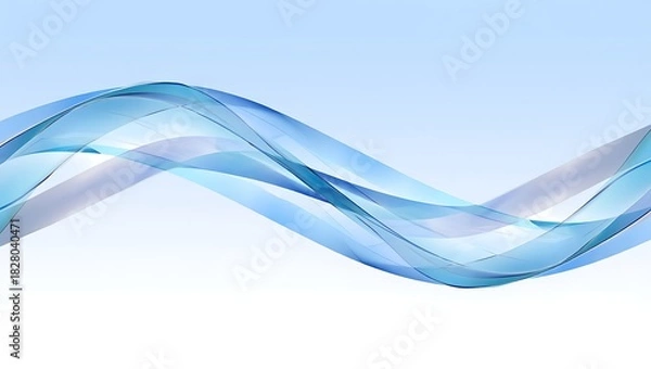 Obraz Abstract flowing blue wave on a light blue and white background