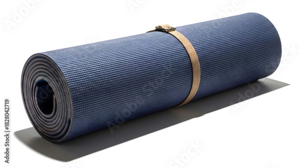 Fototapeta Rolled blue material secured with a strap