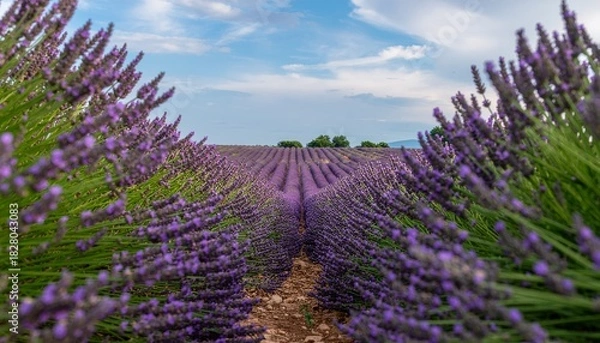 Obraz Purple lavender flower fields in Provence, France, creating a beautiful summer nature landscape under a blue sky