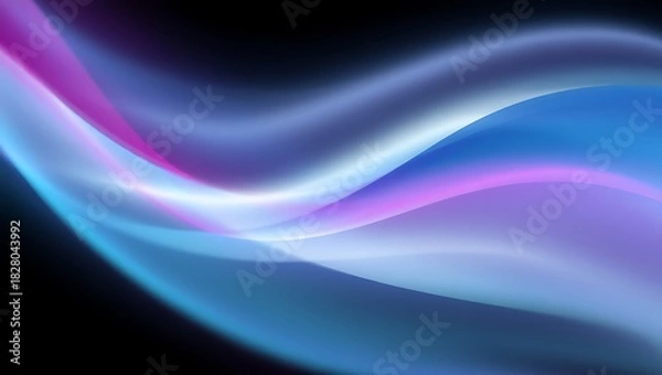 Obraz Abstract swirling waves of blue and pink light on black background