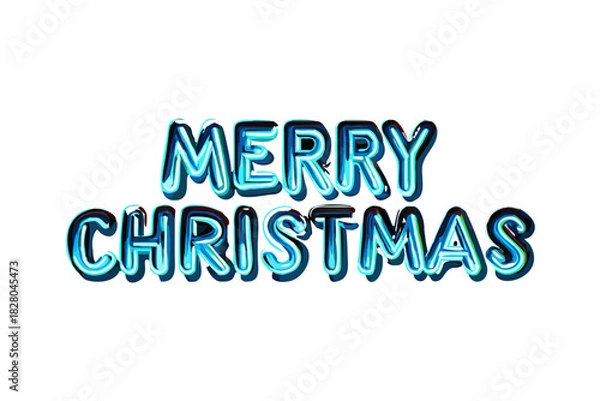 Obraz Blue icy Merry Christmas text with frosty outline