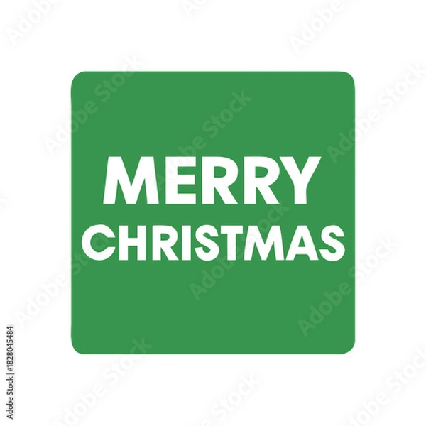 Fototapeta Minimal green Merry Christmas block text