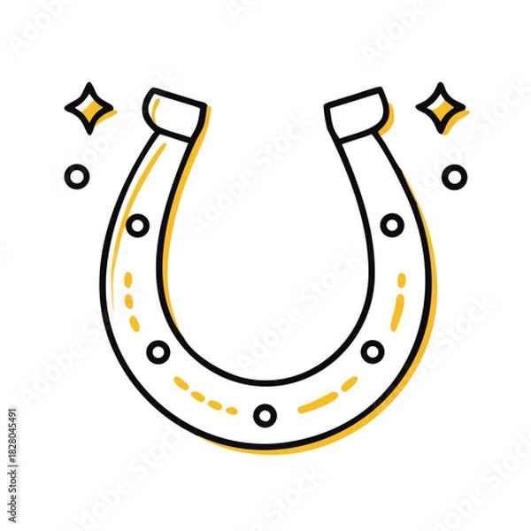 Fototapeta Lucky horseshoe icon with minimal style and sparkles