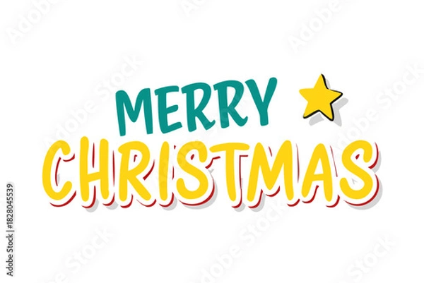 Obraz Playful Merry Christmas Text with Star Icon