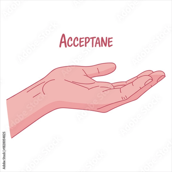 Fototapeta Open hand gesture for giving and receiving with acceptance word isolated on white background, Vector
