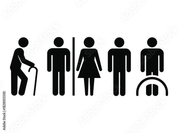 Obraz Iconic figures represent a diverse group of people using public facilities.