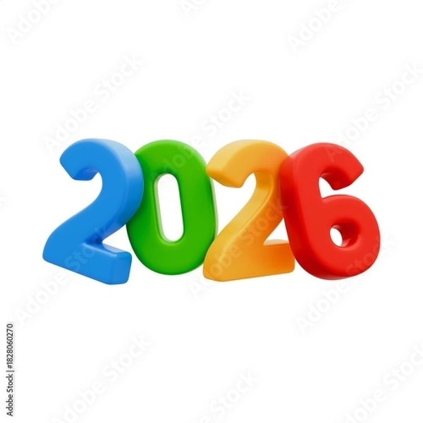 Fototapeta Cheerful 3D Rendering of the Year 2026 with Vibrant Colors