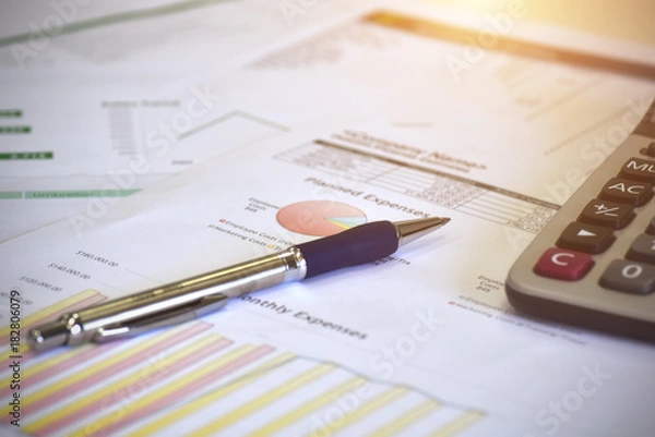 Fototapeta Review accounting data and calculate production income.