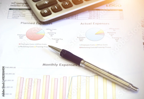 Fototapeta Review accounting data and calculate production income.