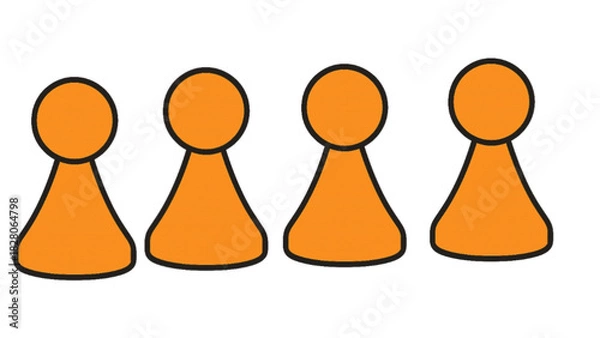 Fototapeta Orange pawn figures in a simple minimal flat illustration