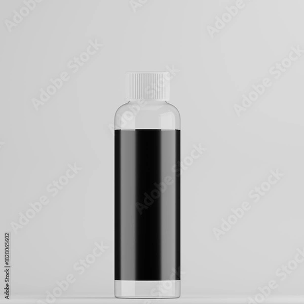 Obraz Clear Cosmetic Bottle Mockup with Blank Label