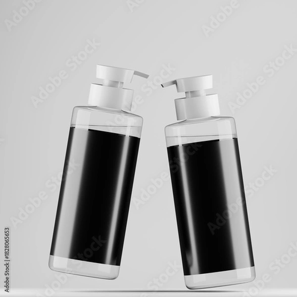 Obraz Clear Cosmetic Pump Bottle Duo Mockup