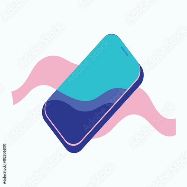 Obraz Transparent Screen Smartphone on Gradient Wave Background Mockup