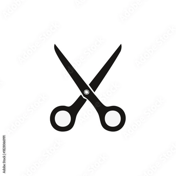 Obraz Simple black scissors icon symbolizing cutting and crafting