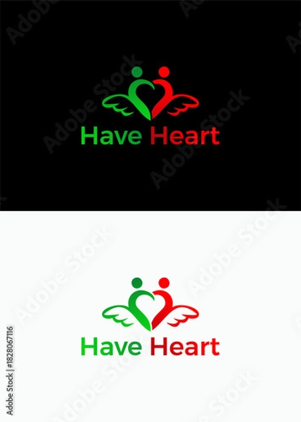 Obraz Have Heart Logo Featuring Intertwined Figures Forming a Winged Heart