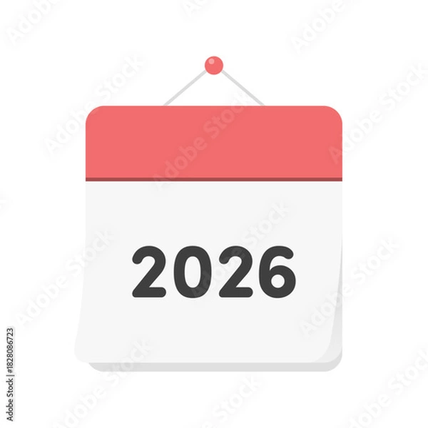 Obraz 西暦2026年のカレンダーのアイコン - シンプルでおしゃれな暦や年間予定表の表紙のイメージ素材