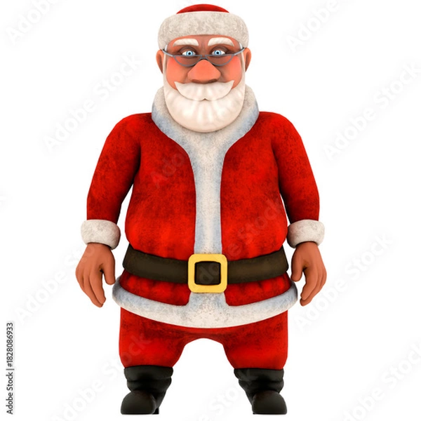 Obraz 3d render santa claus character standing with transparent background