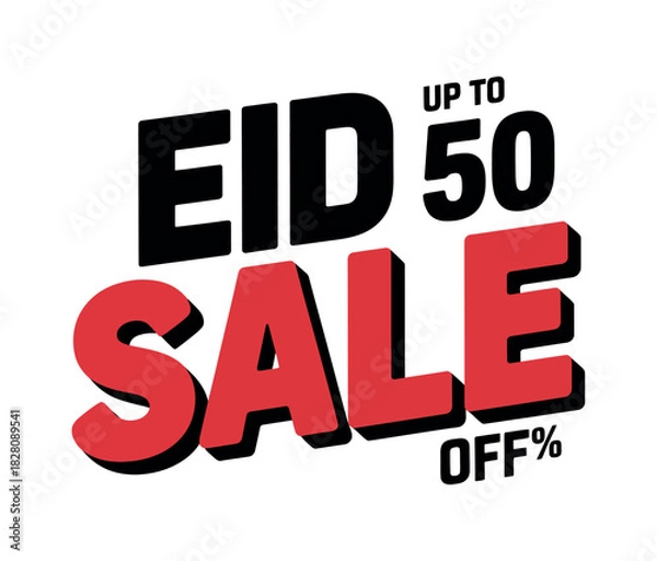 Fototapeta Eid sale up to 50% off graphic design text