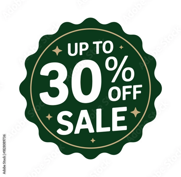 Fototapeta Up to 30% off sale banner design with festive accents.