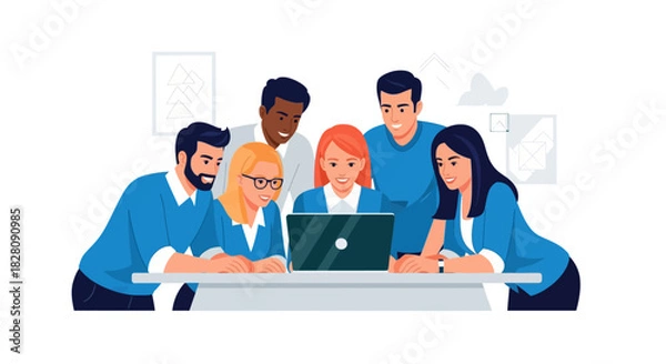 Fototapeta Teamwork and collaboration in a modern office setting