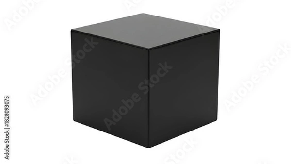 Fototapeta A minimalist black cube, perfect for product display or abstract design, isolated on transparent background