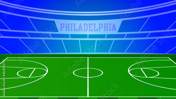 Fototapeta Philadelphia Basketball City Name and Ground Field with Colorful Background , Vector Illustration Abstract image