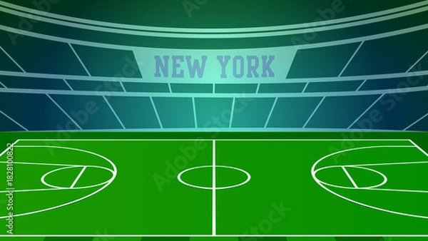Fototapeta New York Basketball City Name and Ground Field with Colorful Background , Vector Illustration Abstract image