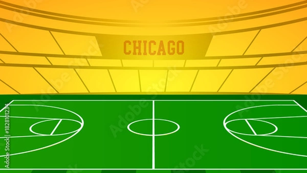 Fototapeta Chicago Basketball City Name and Ground Field with Colorful Background , Vector Illustration Abstract image