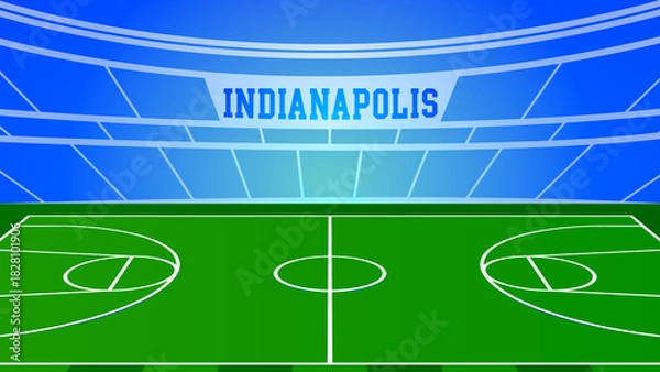 Fototapeta Indianapolis Basketball City Name and Ground Field with Colorful Background , Vector Illustration Abstract image