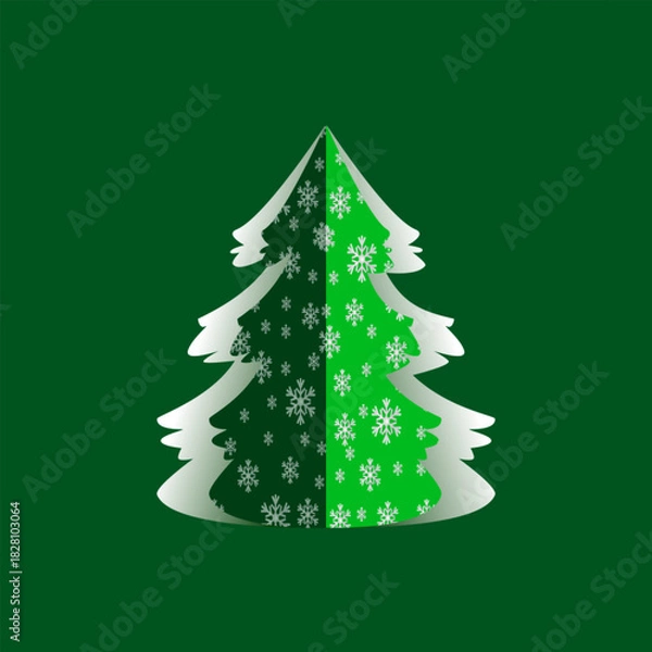 Fototapeta Vector Paper Christmas Trees with snowflakes