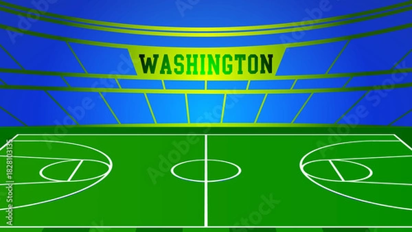 Fototapeta Washington Basketball City Name and Ground Field with Colorful Background , Vector Illustration Abstract image
