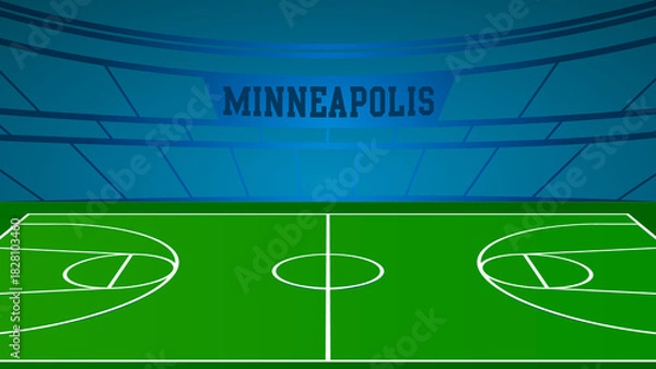 Fototapeta Minneapolis Basketball City Name and Ground Field with Colorful Background , Vector Illustration Abstract image