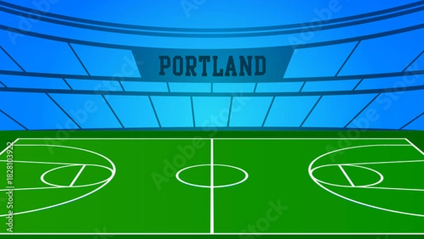 Fototapeta Portland Basketball City Name and Ground Field with Colorful Background , Vector Illustration Abstract image