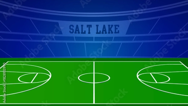 Fototapeta Salt Lake Basketball City Name and Ground Field with Colorful Background , Vector Illustration Abstract image