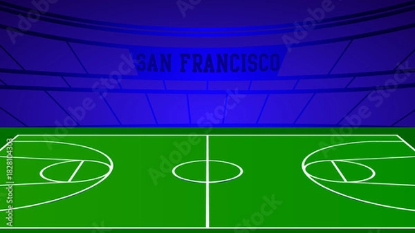 Fototapeta San Francisco Basketball City Name and Ground Field with Colorful Background , Vector Illustration Abstract image