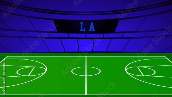 Fototapeta LA Basketball City Name and Ground Field with Colorful Background , Vector Illustration Abstract image