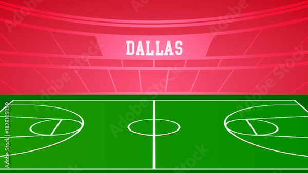 Fototapeta Dallas Basketball City Name and Ground Field with Colorful Background , Vector Illustration Abstract image