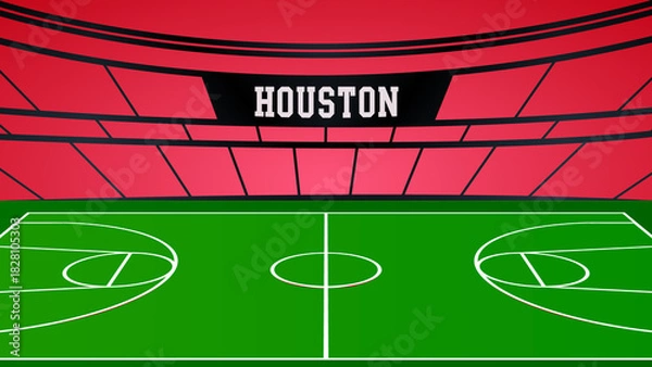 Fototapeta Houston Basketball City Name and Ground Field with Colorful Background , Vector Illustration Abstract image