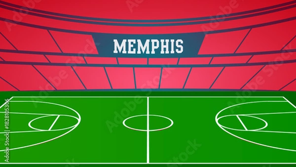 Fototapeta Memphis Basketball City Name and Ground Field with Colorful Background , Vector Illustration Abstract image